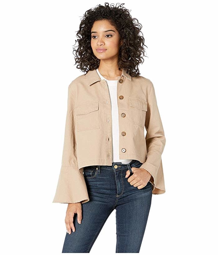 Cotton Canvas Bell Sleeve Jacket - Tan - Pinktini