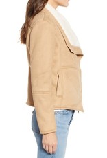 Faux Suede/Faux Fur  Bonded Shearling Moto Jkt