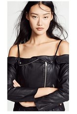 Off Shoulder Vegan Leather Jacket