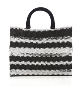 Metallic Straw Tote Blk