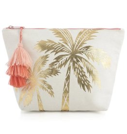 Metallic Gold Palm Tree Cosmetic Pouch