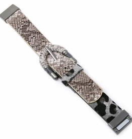 Leopard Print And Snake Skin Belt Buckle Magnetic Leather Bracelet