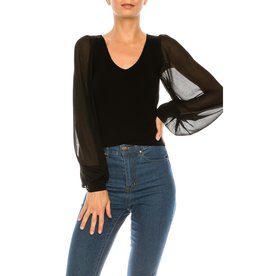 Chiffon Bubble Sleeve Sweater Top