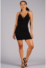 Spaghetti Strap Front V Detail Bodycon Dress