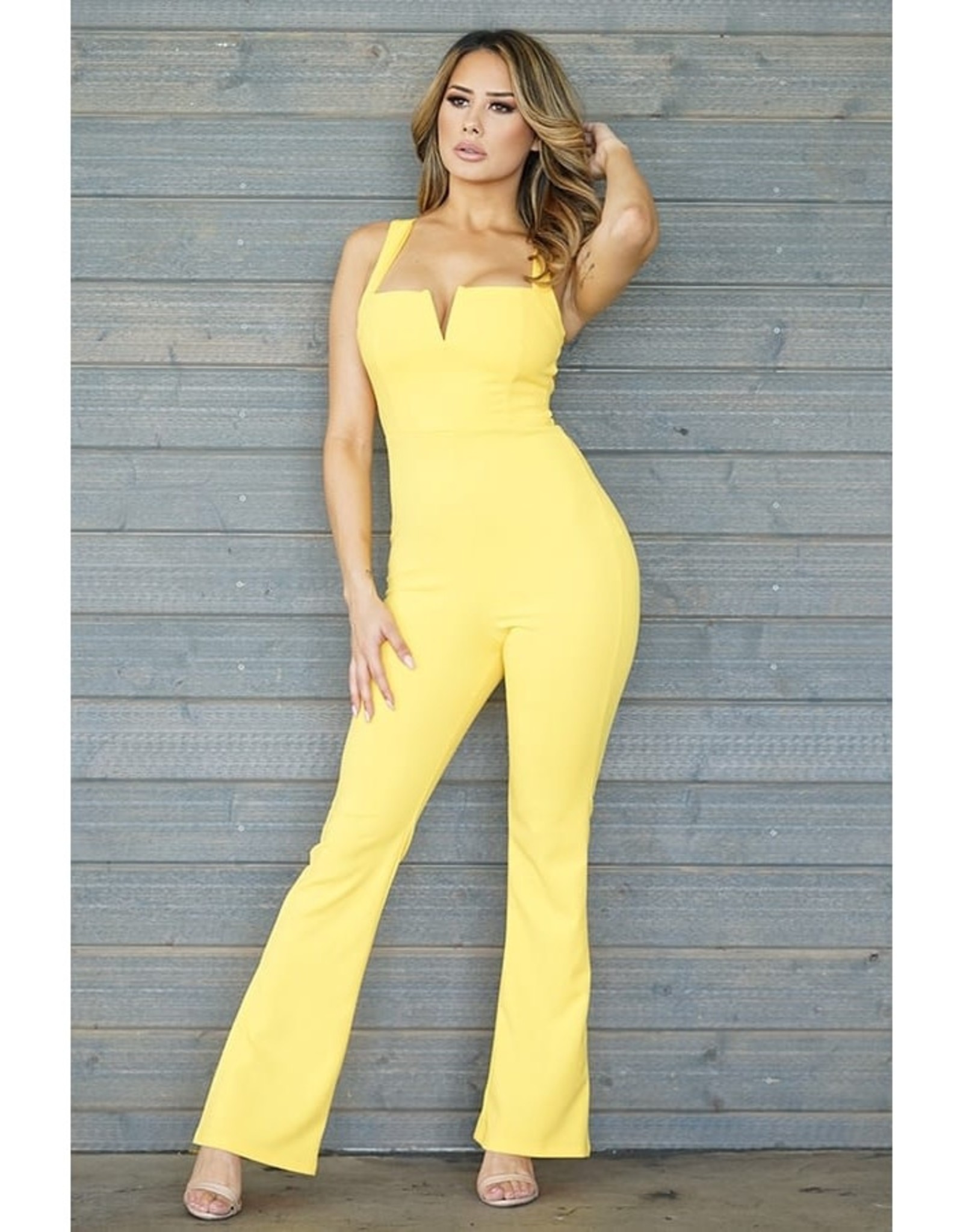 Back Cut-Out Jumpsuit Yellow