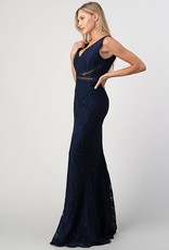 V Neck Lace Maxi - Navy