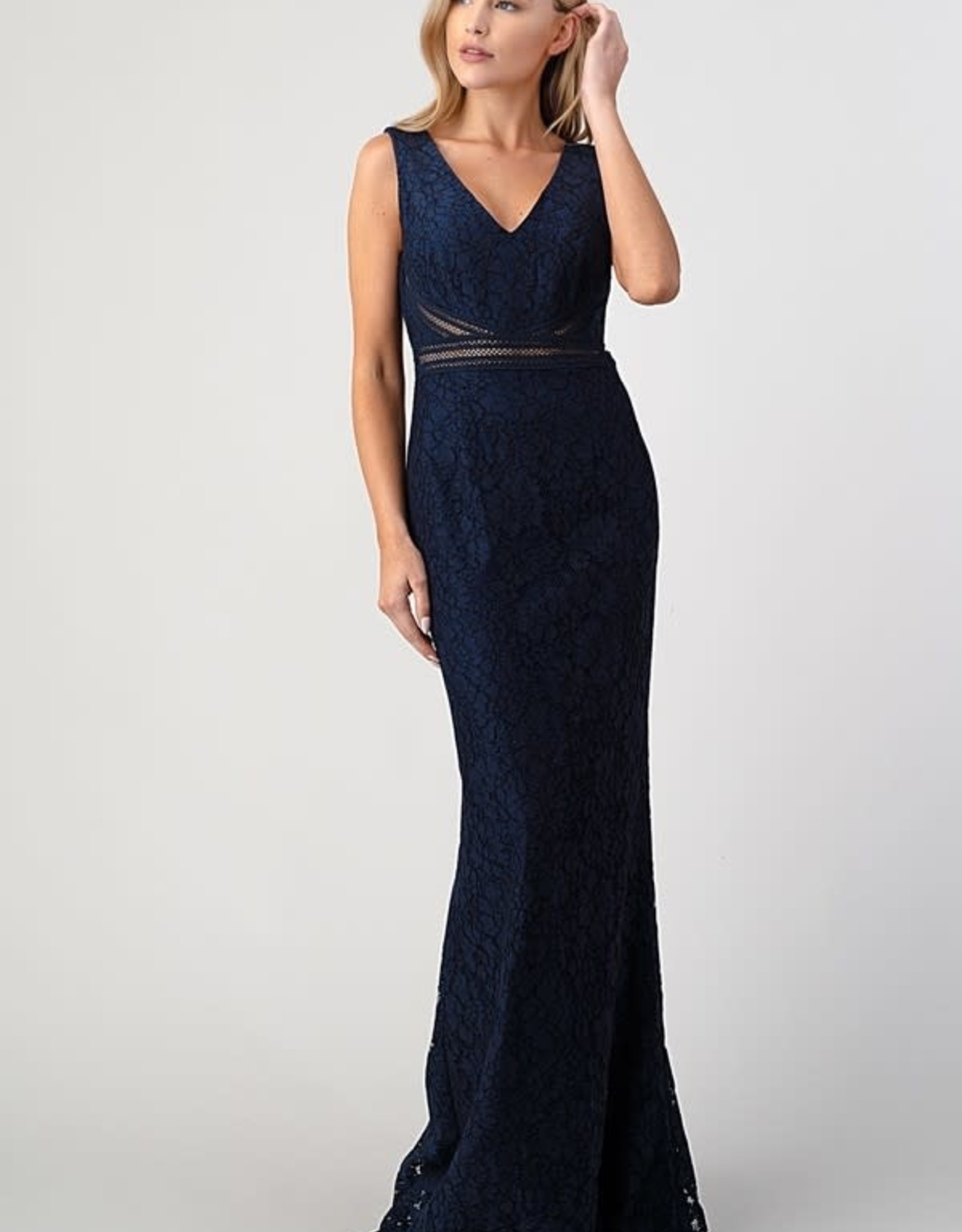 V Neck Lace Maxi - Navy