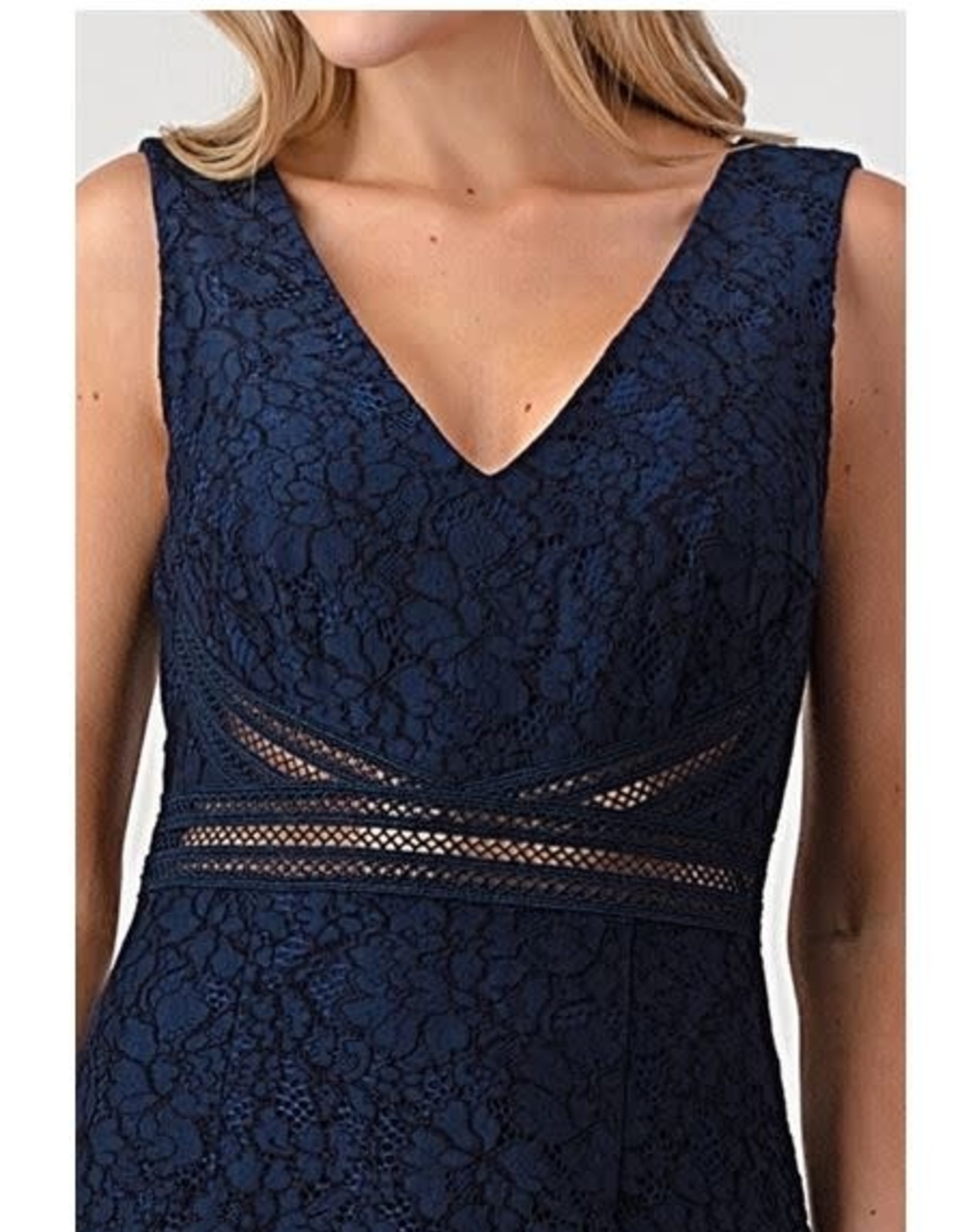 V Neck Lace Maxi - Navy