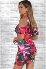 Floral Print Cold Shoulder Dress