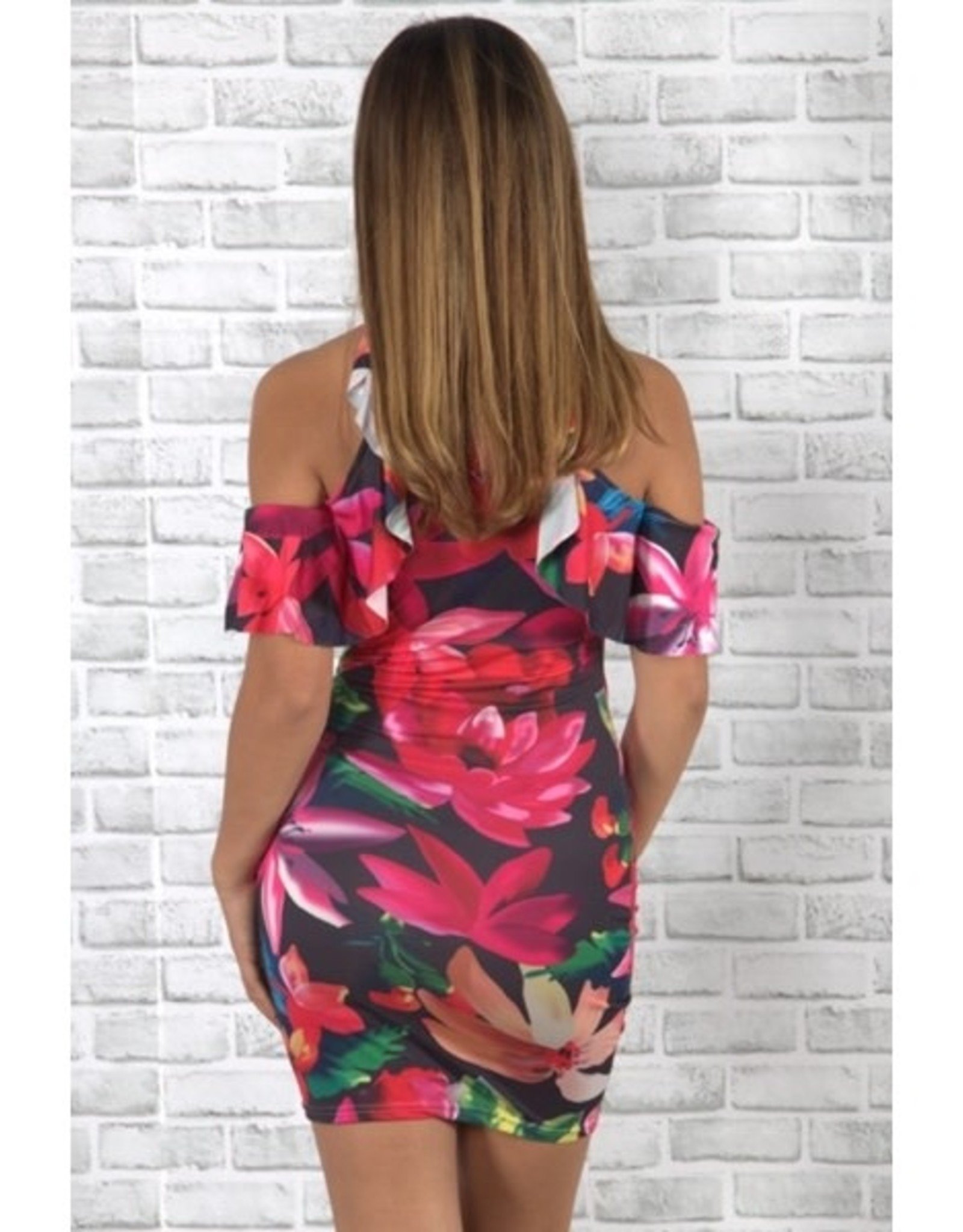 Floral Print Cold Shoulder Dress