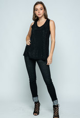 Sleeveless Top with Rhinestones - Black