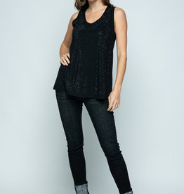 Sleeveless Top with Rhinestones - Black