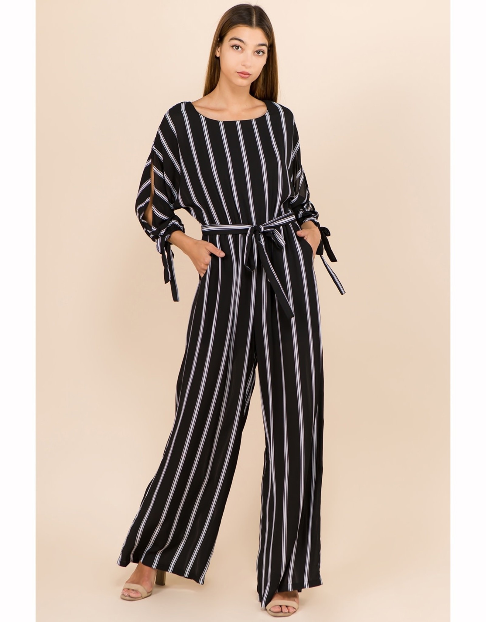 Black/White Stripe Jumpsuit