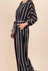 Black/White Stripe Jumpsuit