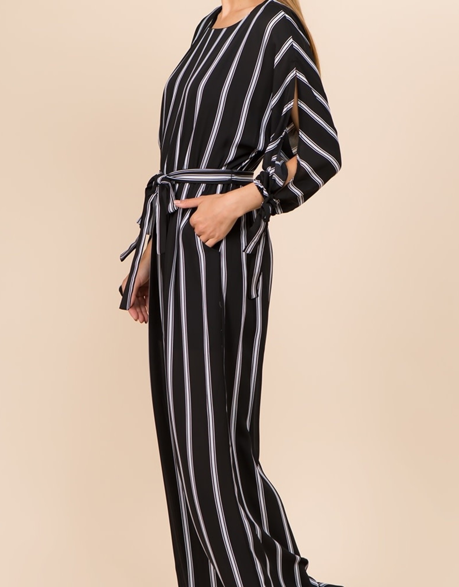 Black/White Stripe Jumpsuit