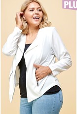 Open Front Draped Jacket - White PLUS