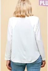 Open Front Draped Jacket - White PLUS