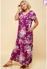Short Sleeve Floral Maxi Dress PLUS