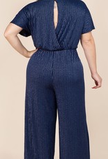 Silver Navy Stripe Front Tie Jumpsuit PLUS