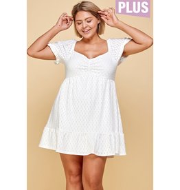 White Peasant Babydoll Dress PLUS