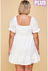 White Peasant Babydoll Dress PLUS