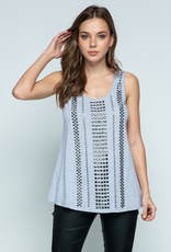 Sleeveless Top w/Studs - H Grey