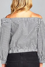 ReneeC Pinstripe Off-the-Shoulder Crop