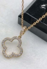 Open and Studded Clover Necklace