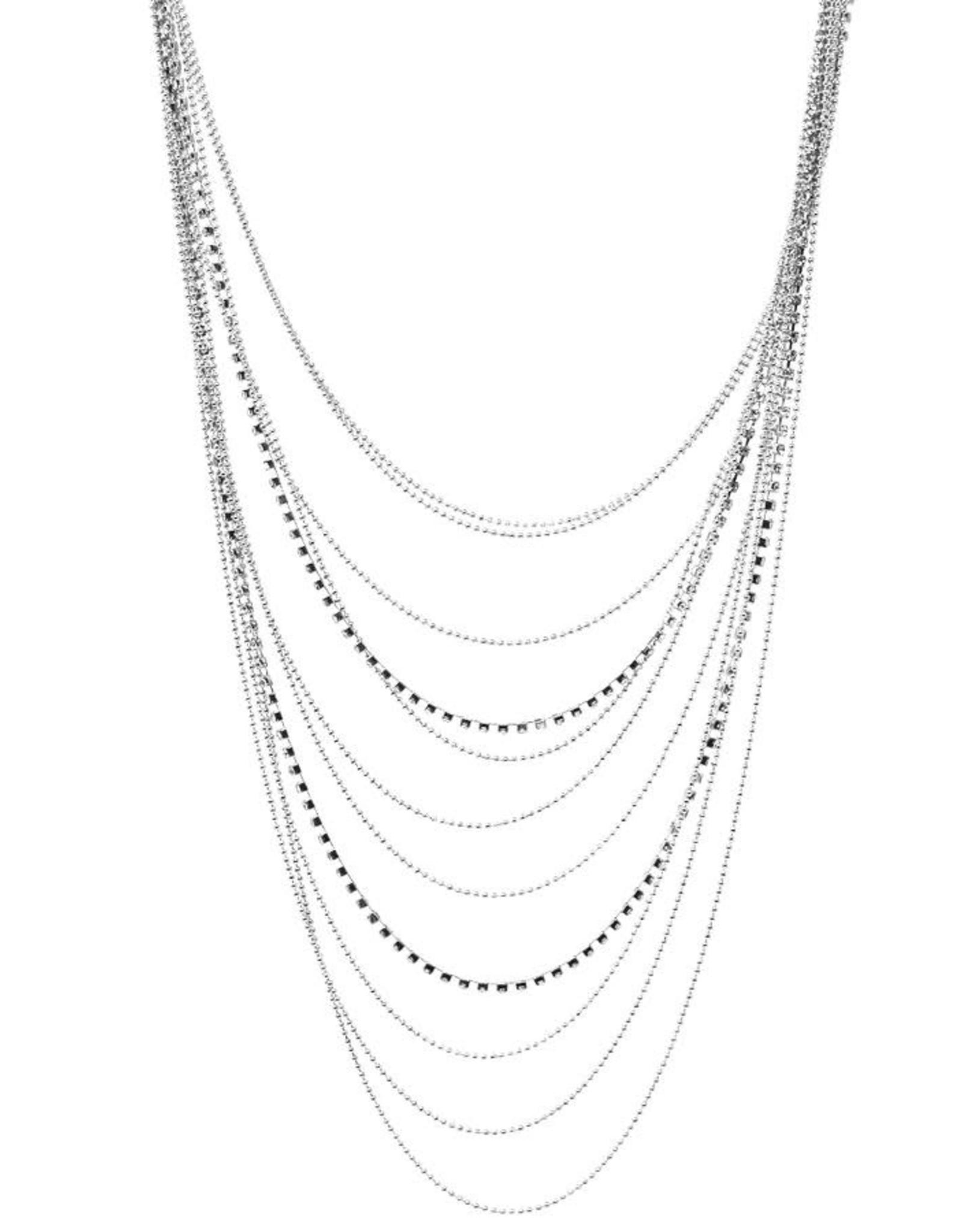 Rhinestone Ball Chain Multi Layered Necklace Set
