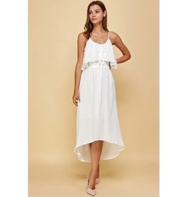 White Spaghetti Strap Hi Low Maxi