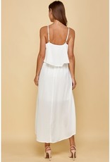 White Spaghetti Strap Hi Low Maxi