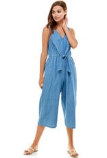 Tie-Front Chambray Jumpsuit