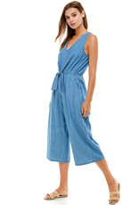 Tie-Front Chambray Jumpsuit