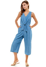 Tie-Front Chambray Jumpsuit