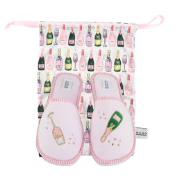 Champagne Foldable Slippers w/Pouch