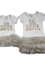 Onesie/Tutu Little Sis 9 Months Wht