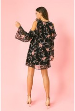 Floral Ruffle Cold Shoulder Dress