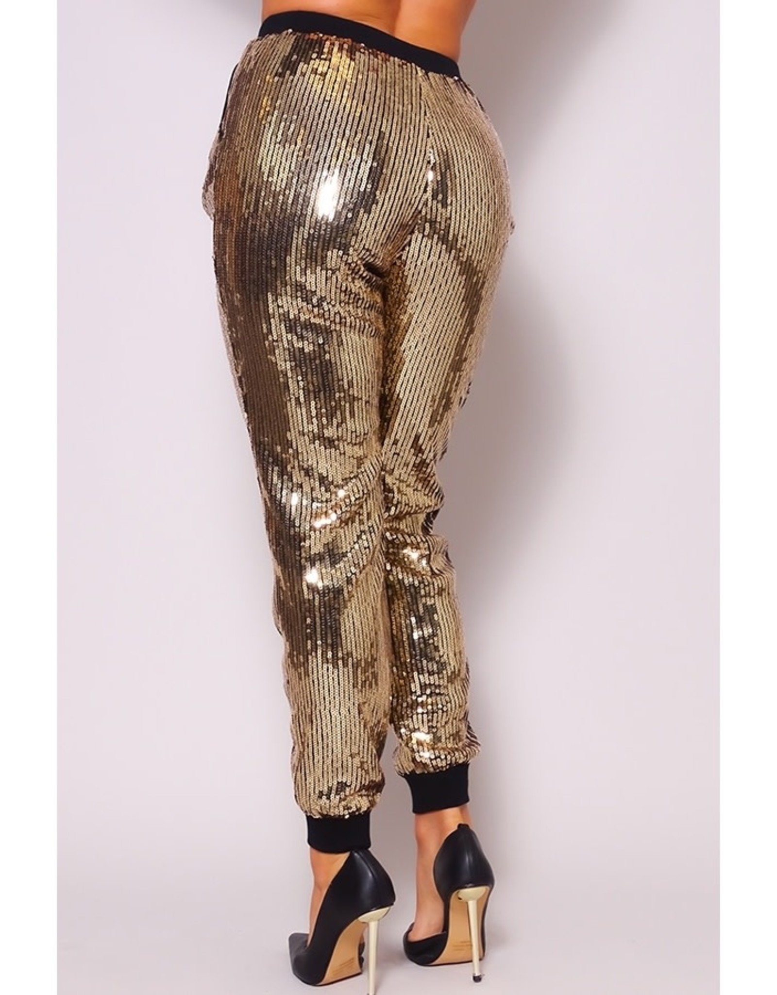 Sequin Joggers Gold