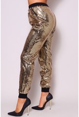 Sequin Joggers Gold