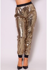 Sequin Joggers Gold