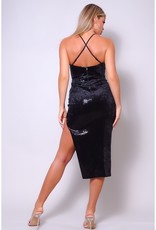 Sequin Velvet Halter Midi Dress