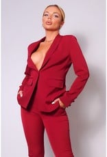 Jacket w/Tapered Trouser Set - Deep Coral