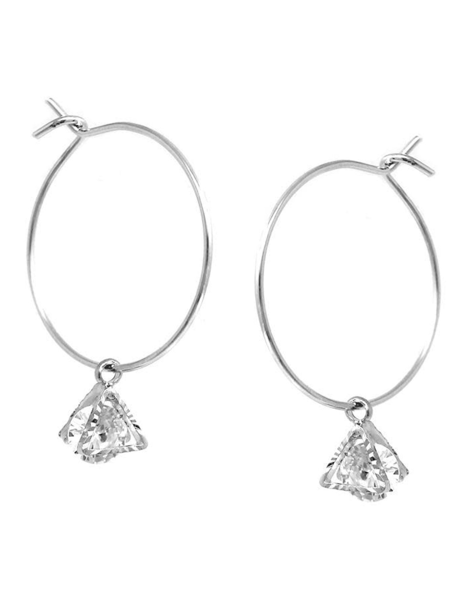 Cubic Zirconia Drop Skinny Hoop Earrings