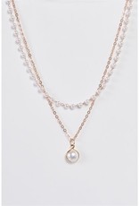 Double Faux Pearl Pendant Necklace