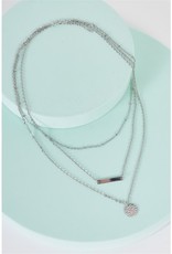 Triple Layered Double Pendant Chain Necklace