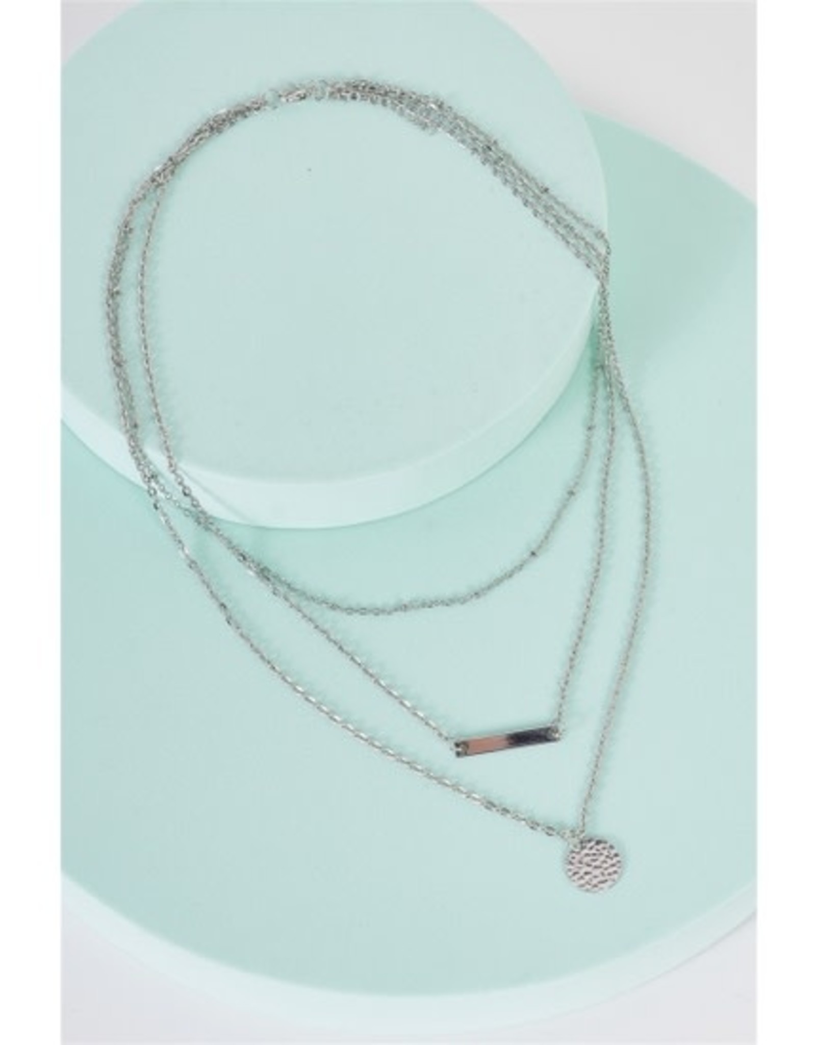 Triple Layered Double Pendant Chain Necklace