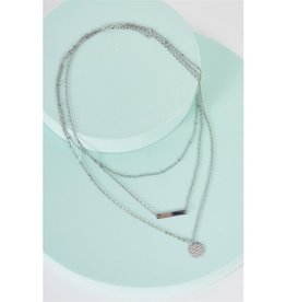 Triple Layered Double Pendant Chain Necklace