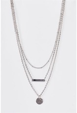 Triple Layered Double Pendant Chain Necklace