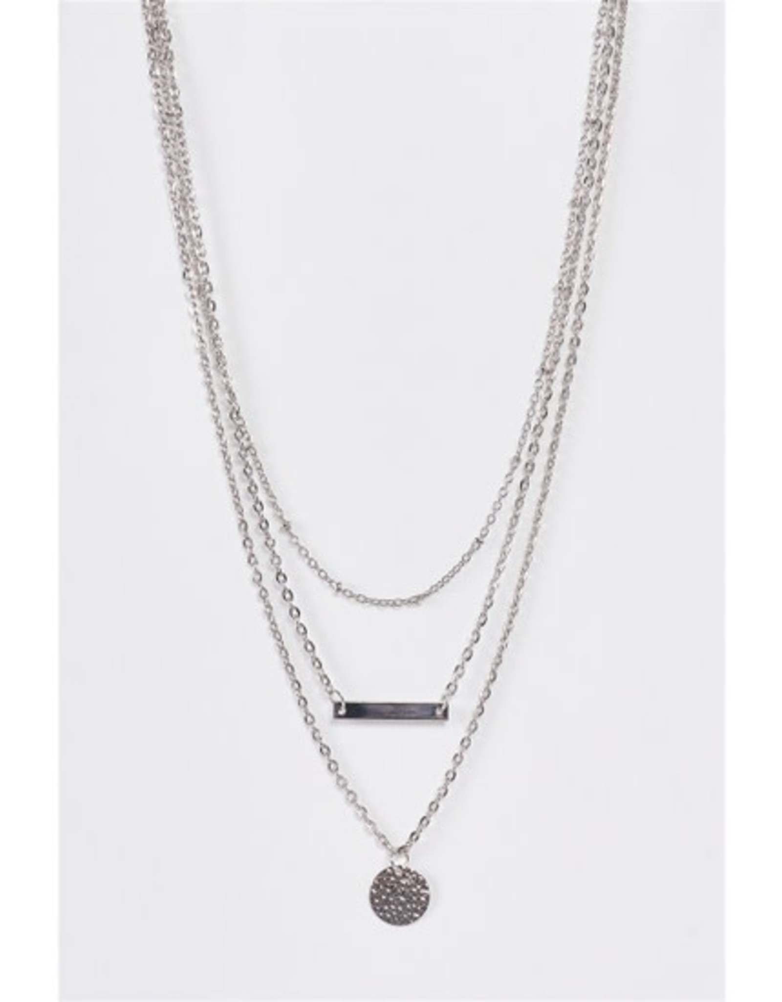 Triple Layered Double Pendant Chain Necklace