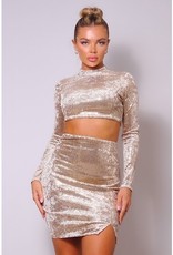 Sequin Velvet Crop Top and Skirt Set